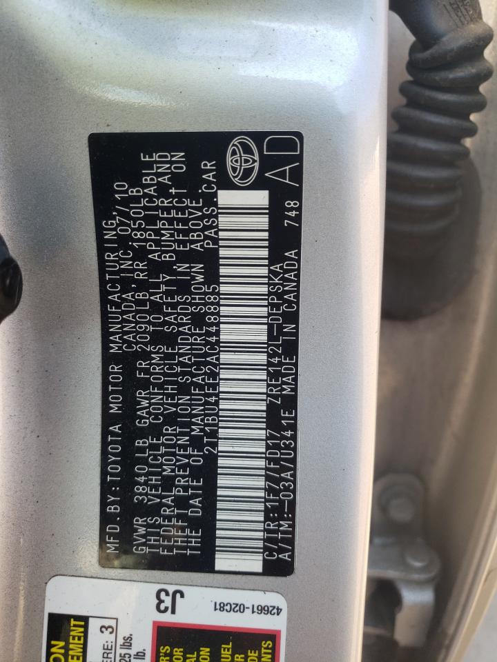 Photo 10 from auction – 2010 TOYOTA COROLLA with VIN 2T1BU4EE2AC448885