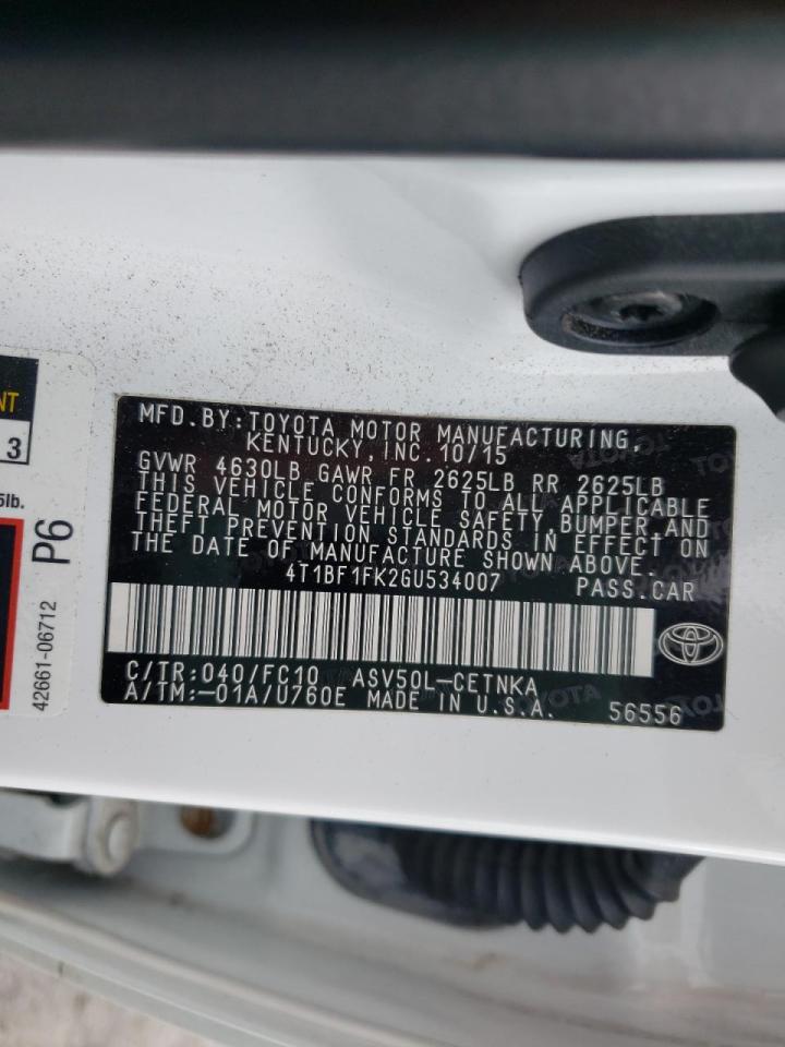 Photo 10 from auction – 2016 TOYOTA CAMRY with VIN 4T1BF1FK2GU534007