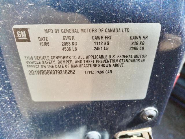 Photo 10 from auction – 2007 CHEVROLET IMPALA LS with VIN 2G1WB58K079218262