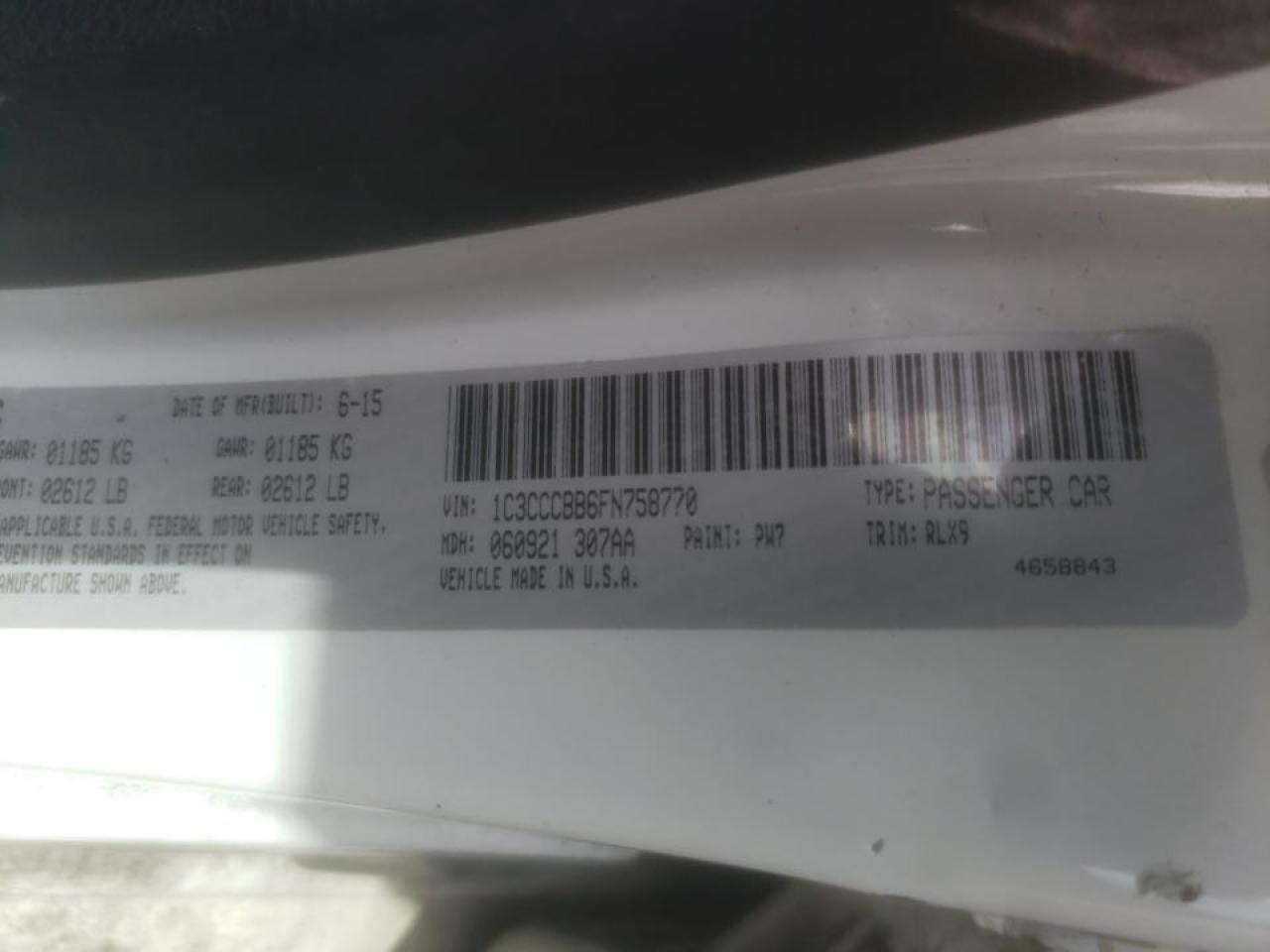 Photo 10 from auction – 2015 CHRYSLER 200 S with VIN 1C3CCCBB6FN758770
