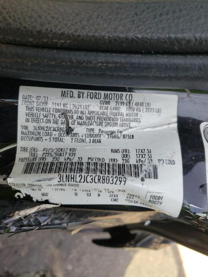 Photo 10 from auction – 2012 LINCOLN MKZ with VIN 3LNHL2JC3CR803299
