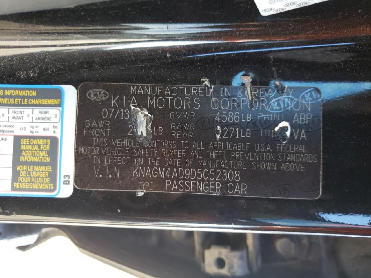 Photo 10 from auction – 2013 KIA OPTIMA HYB with VIN KNAGM4AD9D5052308