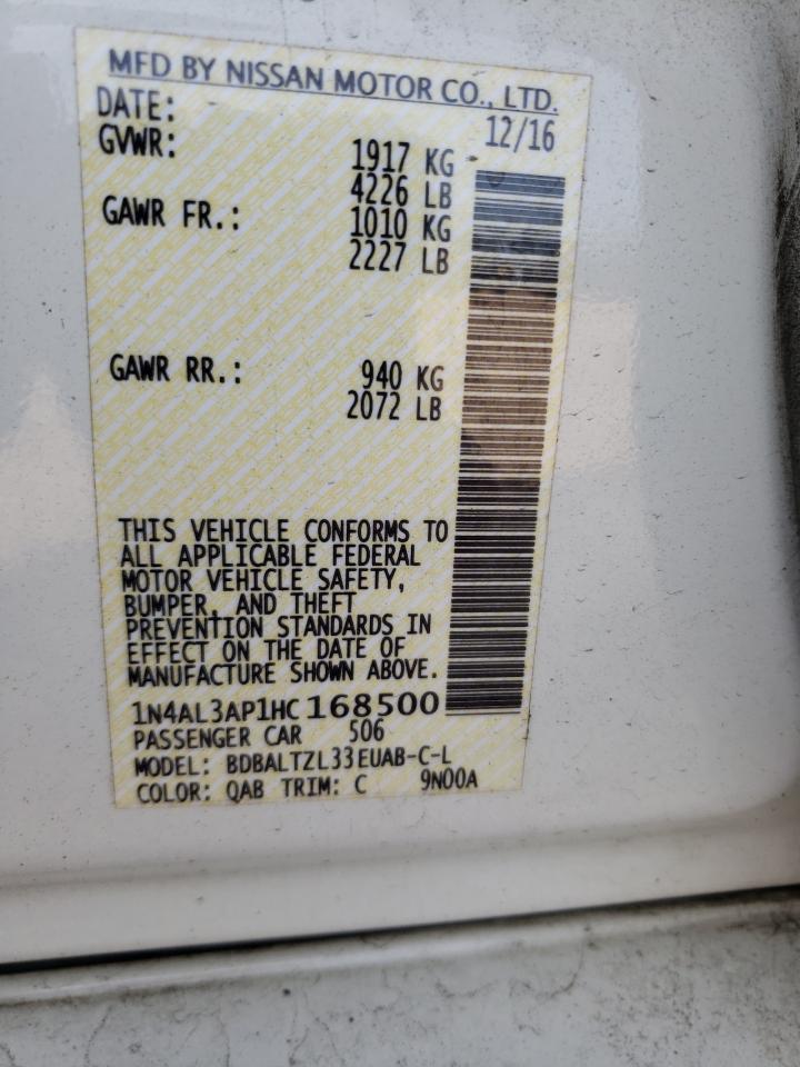 Photo 10 from auction – 2017 NISSAN ALTIMA 2.5 with VIN 1N4AL3AP1HC168500