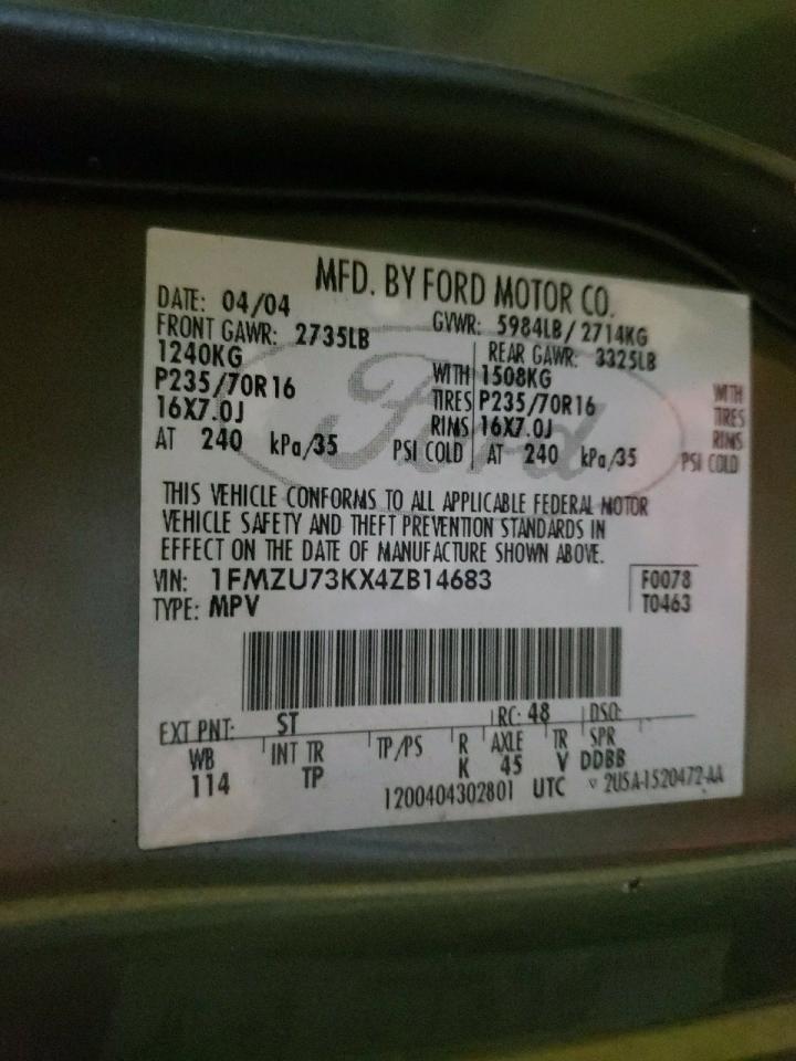 Photo 10 from auction – 2004 FORD EXPLORER X with VIN 1FMZU73KX4ZB14683