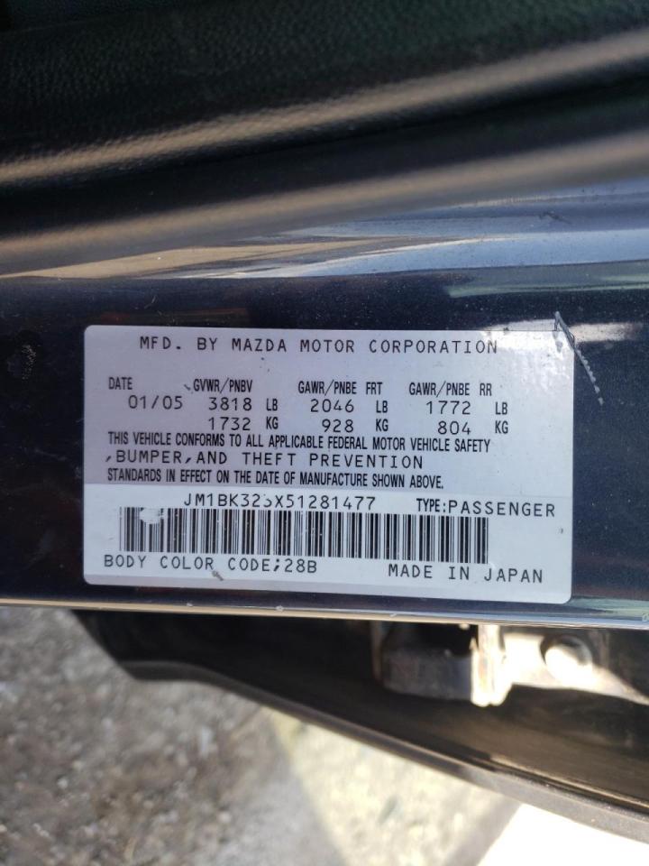 Zdjęcie 10 z aukcji – 2005 MAZDA 3 S z VIN JM1BK323X51281477