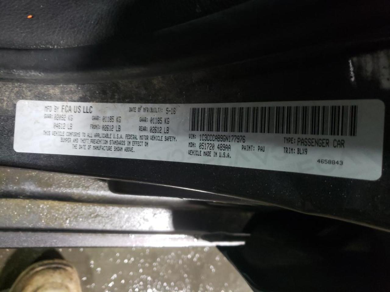 Photo 10 from auction – 2016 CHRYSLER 200 LIMITE with VIN 1C3CCCAB9GN177976
