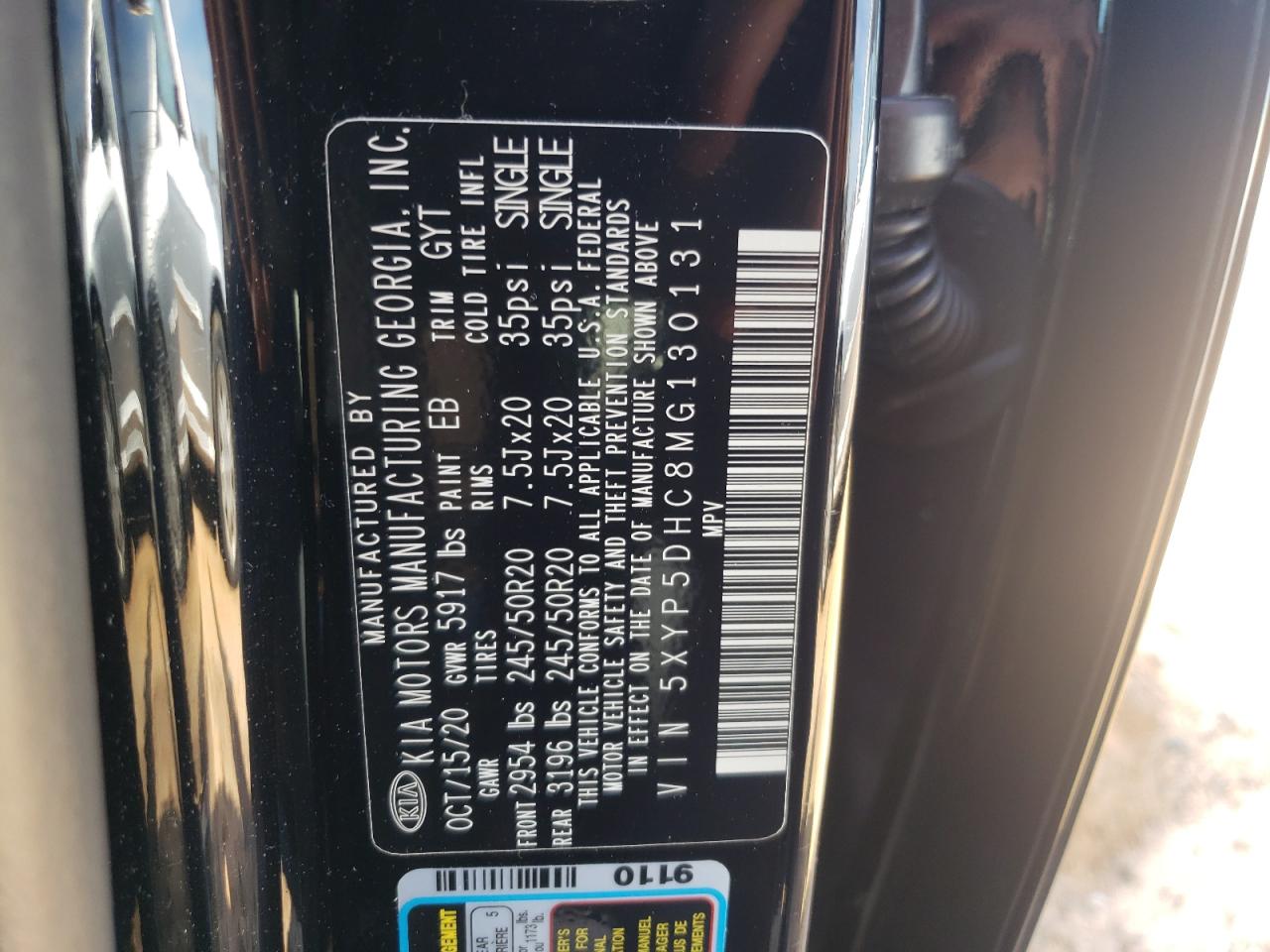 Photo 10 from auction – 2021 KIA TELLURIDE with VIN 5XYP5DHC8MG130131