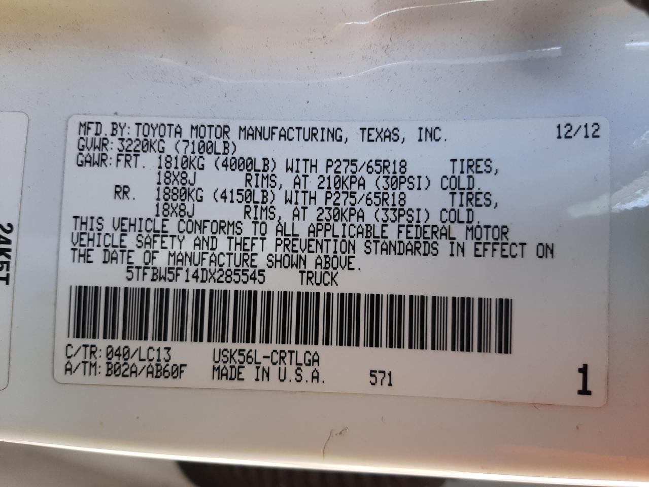 Photo 10 from auction – 2013 TOYOTA TUNDRA DOU with VIN 5TFBW5F14DX285545