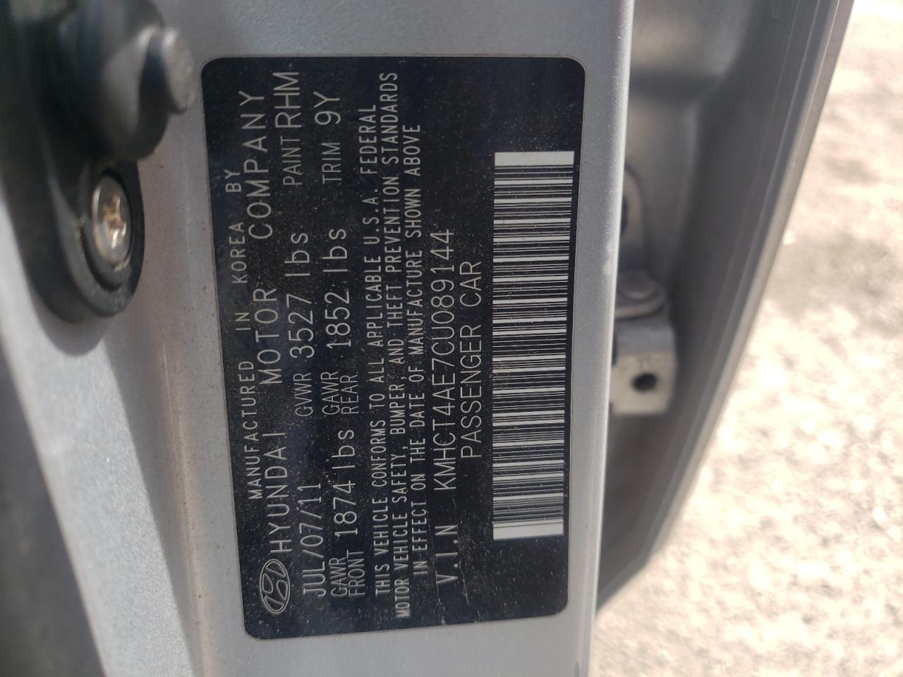 Photo 10 from auction – 2012 HYUNDAI ACCENT GLS with VIN KMHCT4AE7CU089144