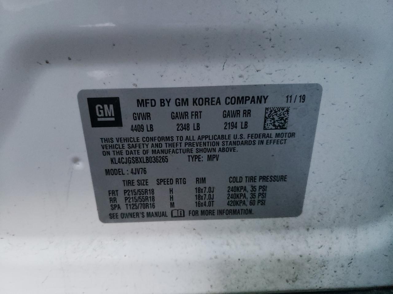 Photo 10 from auction – 2020 BUICK ENCORE ESS with VIN KL4CJGSBXLB036265