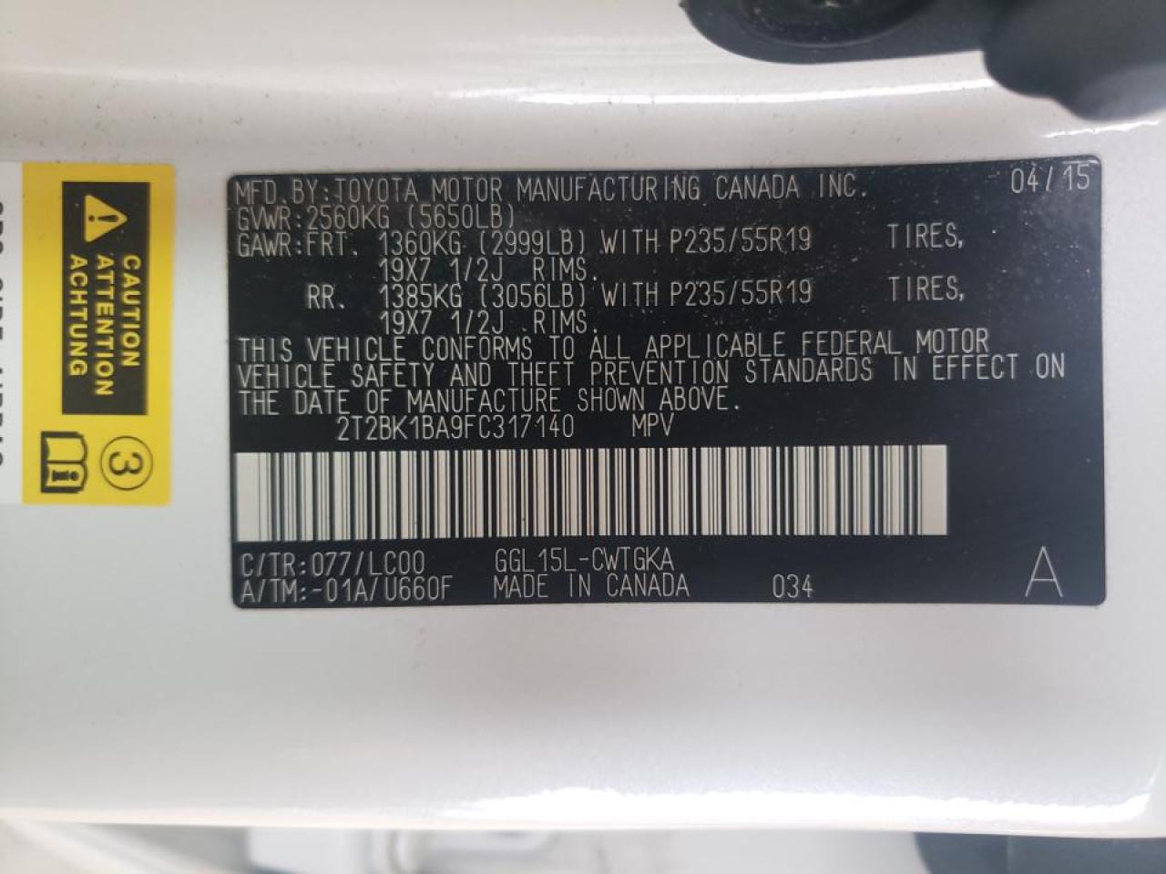 Photo 10 from auction – 2015 LEXUS RX 350 BAS with VIN 2T2BK1BA9FC317140