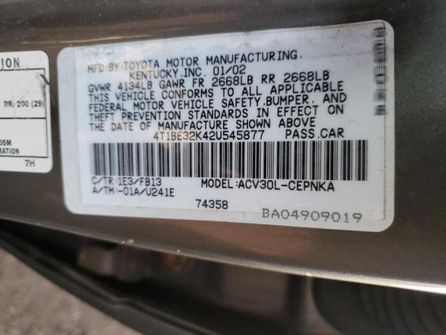 Photo 10 from auction – 2002 TOYOTA CAMRY LE with VIN 4T1BE32K42U545877