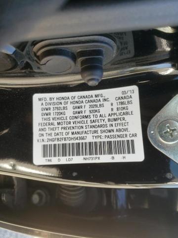 Photo 10 from auction – 2013 HONDA CIVIC EX with VIN 2HGFB2F87DH543667