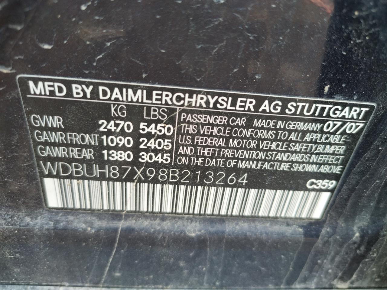 Photo 10 from auction – 2008 MERCEDES-BENZ E 350 4MAT with VIN WDBUH87X98B213264