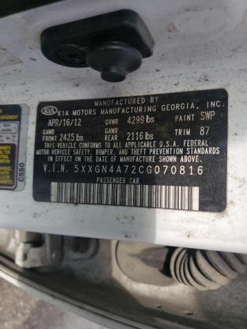 Photo 10 from auction – 2012 KIA OPTIMA EX with VIN 5XXGN4A72CG070816
