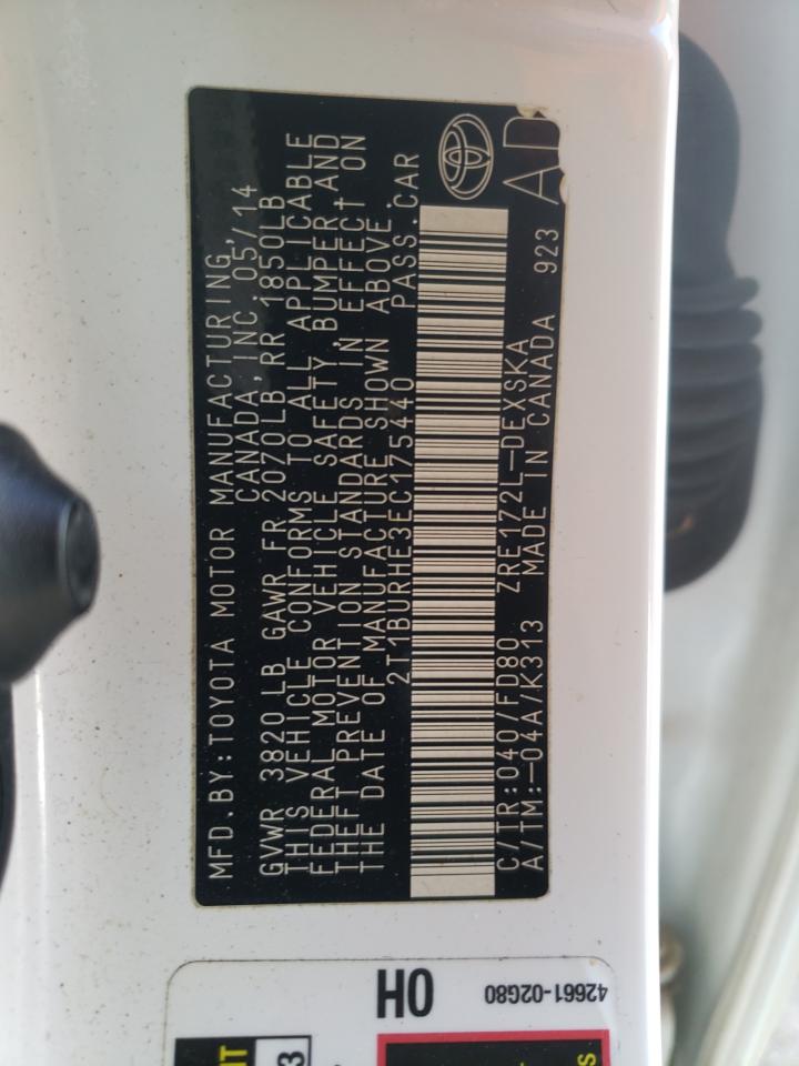 Photo 10 from auction – 2014 TOYOTA COROLLA L with VIN 2T1BURHE3EC175440
