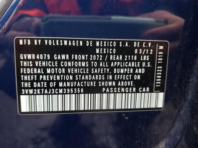 Photo 10 from auction – 2012 VOLKSWAGEN JETTA BASE with VIN 3VW2K7AJ3CM395356