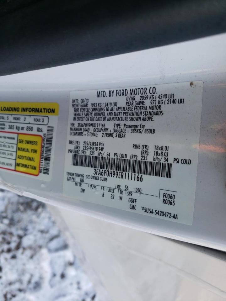 Photo 10 from auction – 2014 FORD FUSION SE with VIN 3FA6P0H99ER111166