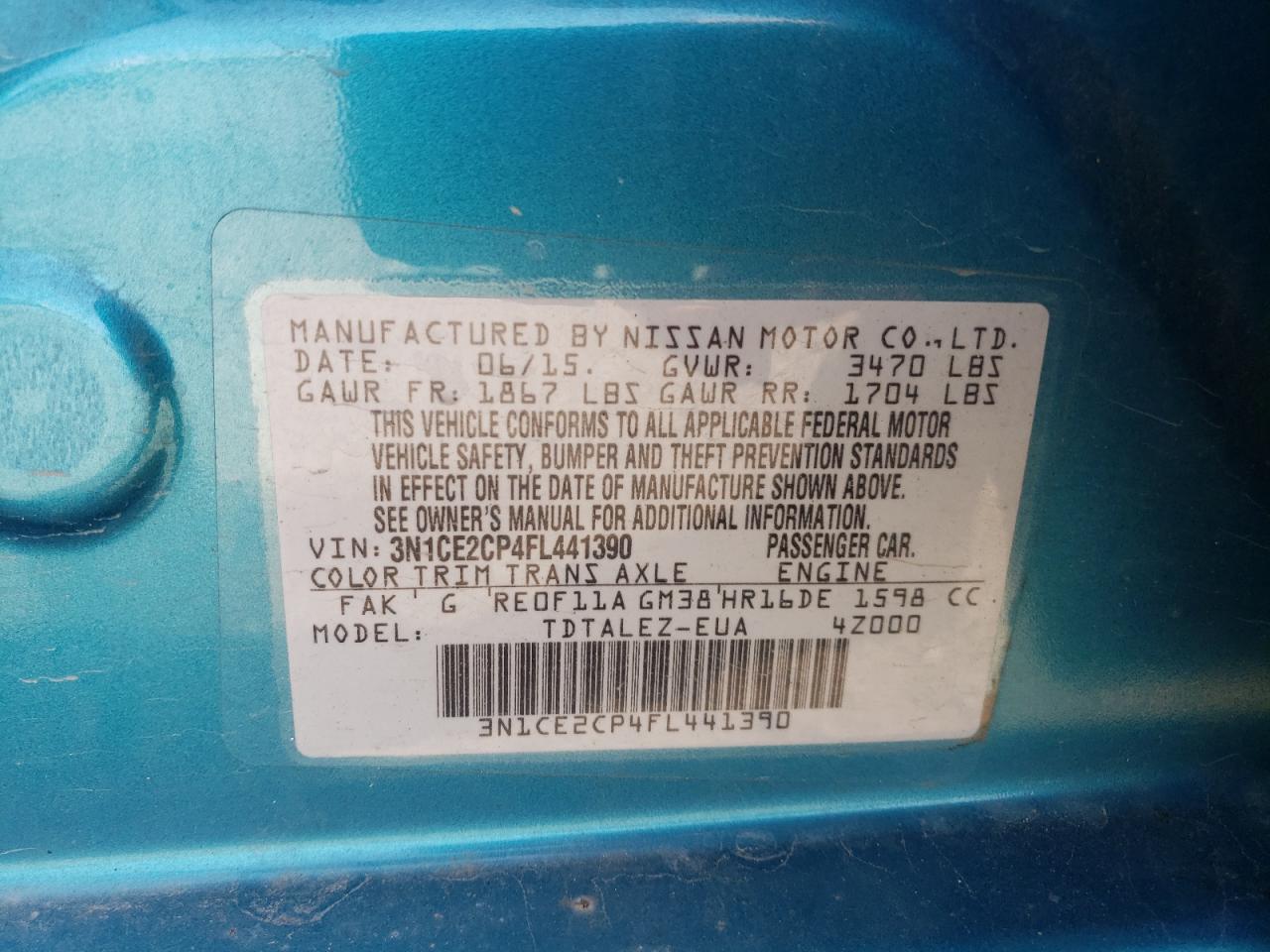 Photo 10 from auction – 2015 NISSAN VERSA NOTE with VIN 3N1CE2CP4FL441390