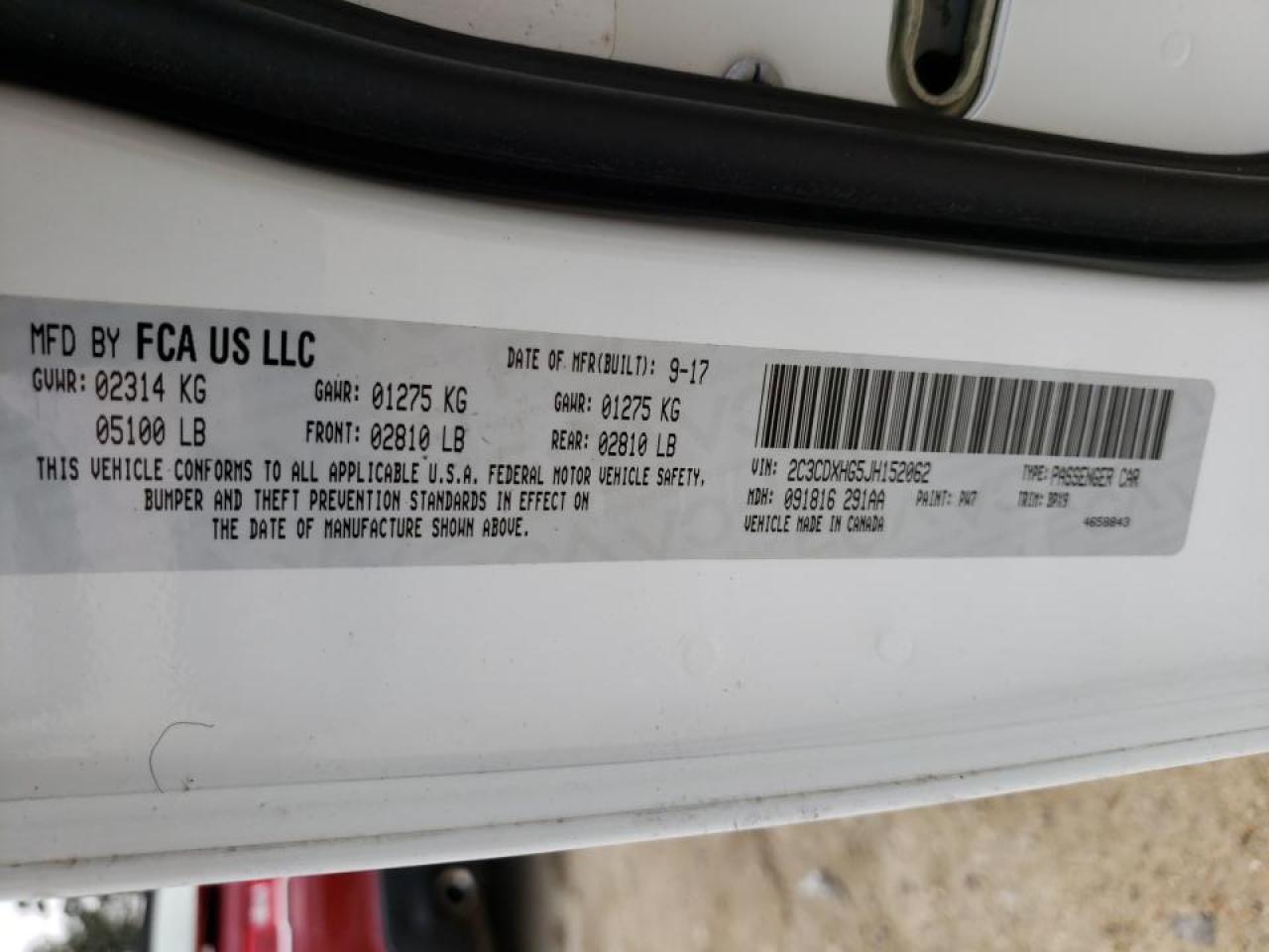 Photo 10 from auction – 2018 DODGE CHARGER SX with VIN 2C3CDXHG5JH152062