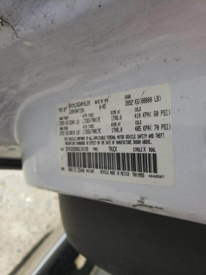 Photo 10 from auction – 2006 DODGE RAM 2500 S with VIN 3D7KS28D96G124199