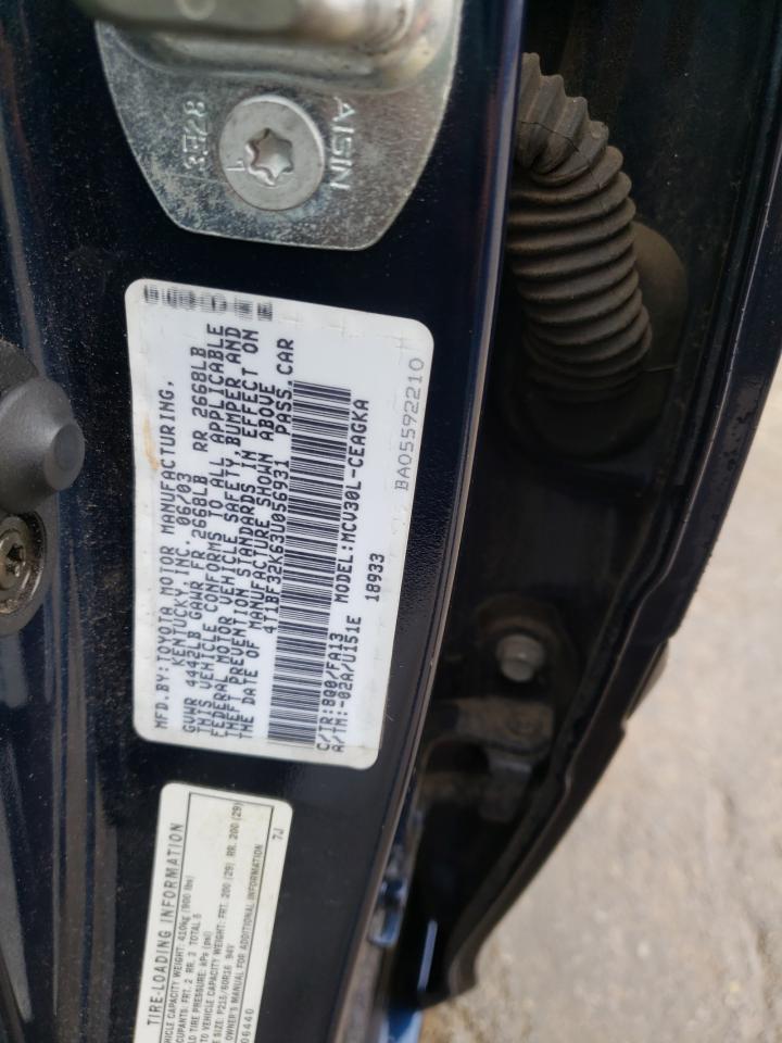 Photo 10 from auction – 2003 TOYOTA CAMRY LE with VIN 4T1BF32K63U056931