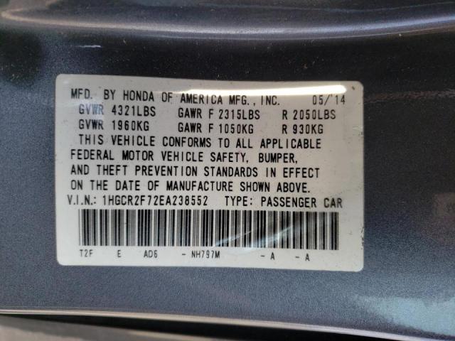 Photo 10 from auction – 2014 HONDA ACCORD EX with VIN 1HGCR2F72EA238552
