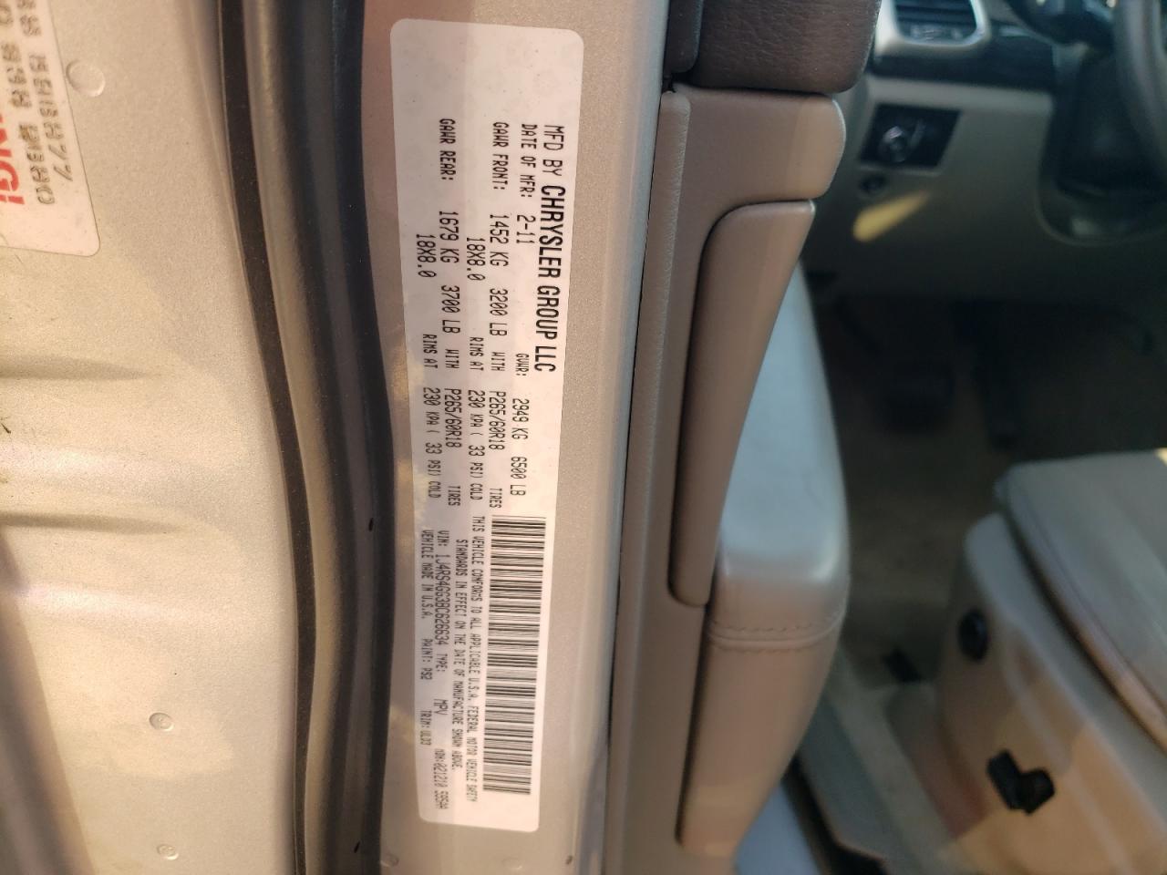 Photo 10 from auction – 2011 JEEP GRAND CHER with VIN 1J4RS4GG3BC626634