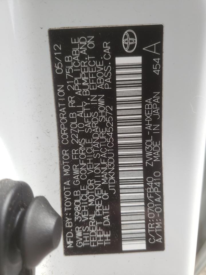 Photo 10 from auction – 2012 TOYOTA PRIUS with VIN JTDKN3DU1C5452572