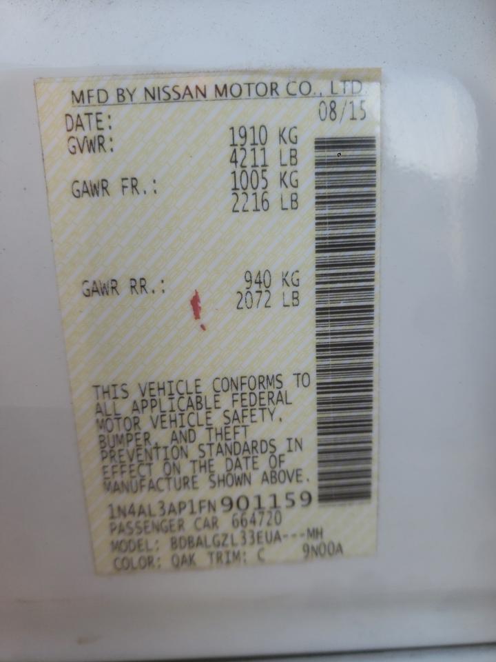 Photo 10 from auction – 2015 NISSAN ALTIMA 2.5 with VIN 1N4AL3AP1FN901159