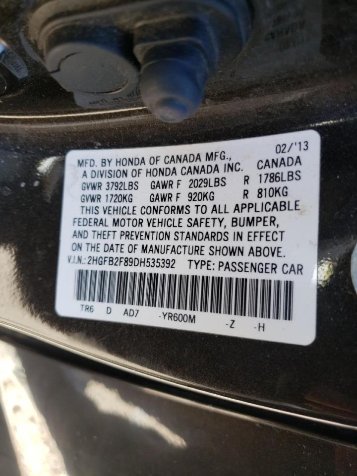 Photo 10 from auction – 2013 HONDA CIVIC EX with VIN 2HGFB2F89DH535392