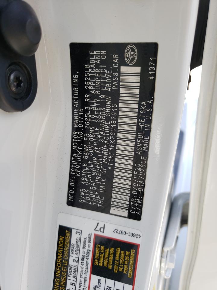 Photo 10 from auction – 2016 TOYOTA CAMRY LE with VIN 4T1BF1FK7GU182915