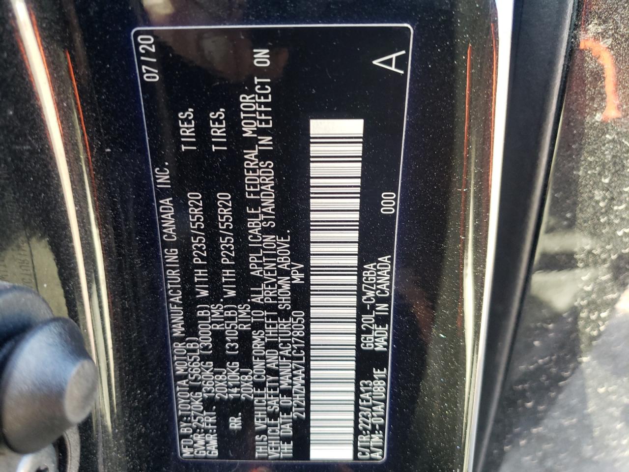 Photo 10 from auction – 2020 LEXUS RX 350 with VIN 2T2HZMAA7LC178050