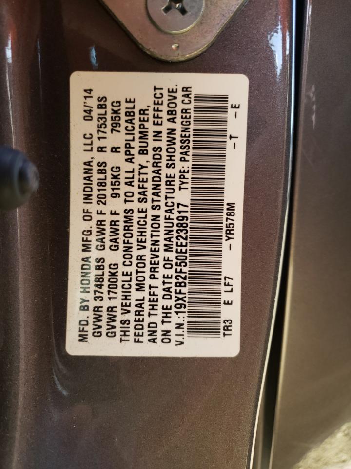 Photo 10 from auction – 2014 HONDA CIVIC LX with VIN 19XFB2F50EE238917