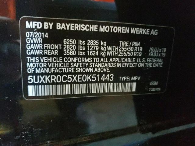 Photo 10 from auction – 2014 BMW X5 XDRIVE3 with VIN 5UXKR0C5XE0K51443