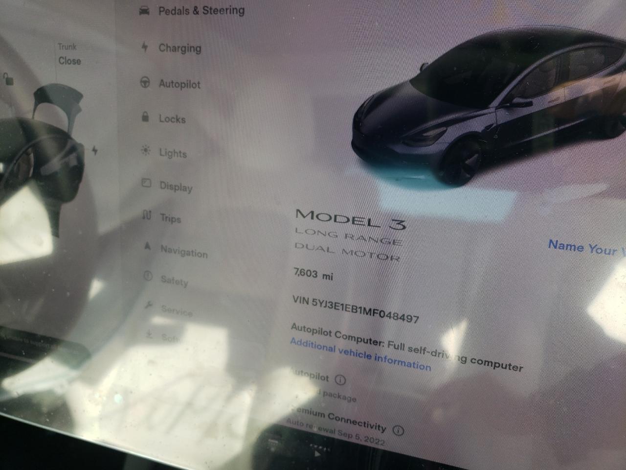 Photo 8 from auction – 2021 TESLA MODEL 3 with VIN 5YJ3E1EB1MF048497