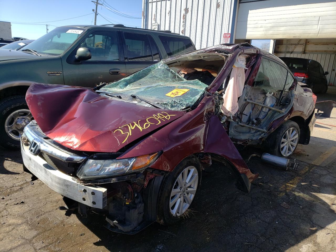Photo 2 from auction – 2012 HONDA CIVIC EX with VIN 19XFB2F89CE039615