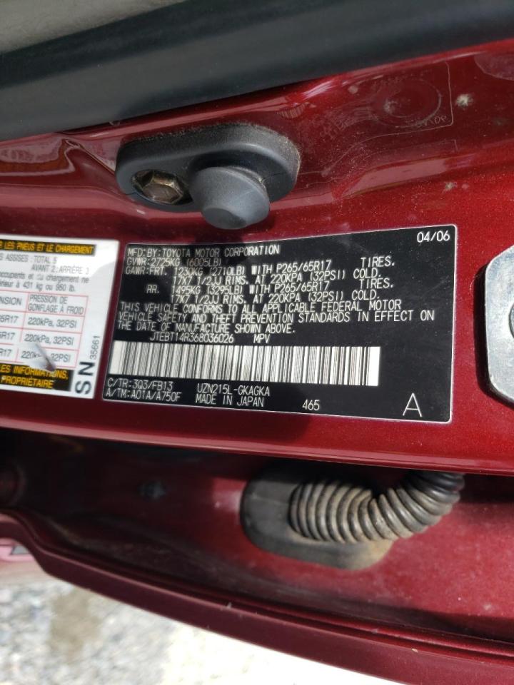 Photo 10 from auction – 2006 TOYOTA 4RUNNER SR with VIN JTEBT14R368036026