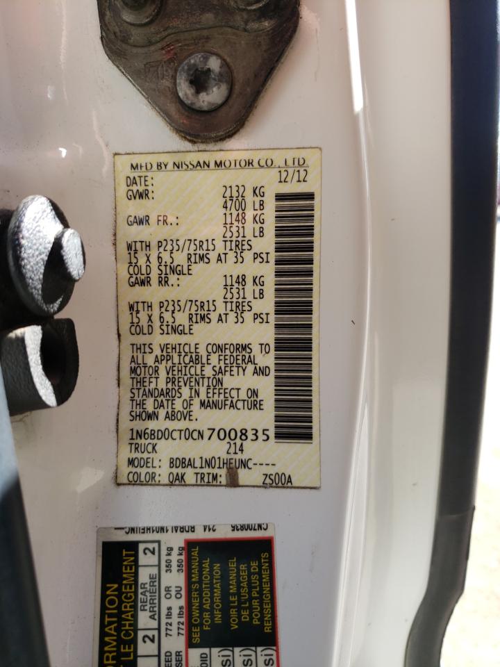 Photo 10 from auction – 2012 NISSAN FRONTIER S with VIN 1N6BD0CT0CN700835