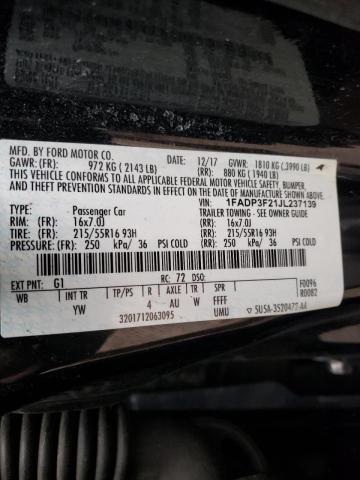 Photo 10 from auction – 2018 FORD FOCUS with VIN 1FADP3F21JL237139