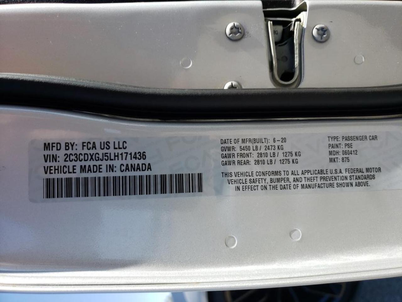 Photo 10 from auction – 2020 DODGE CHARGER SC with VIN 2C3CDXGJ5LH171436