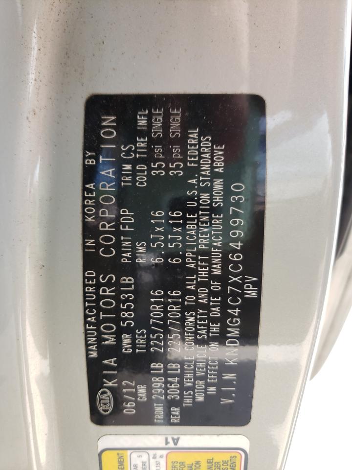 Photo 10 from auction – 2012 KIA SEDONA LX with VIN KNDMG4C7XC6499730