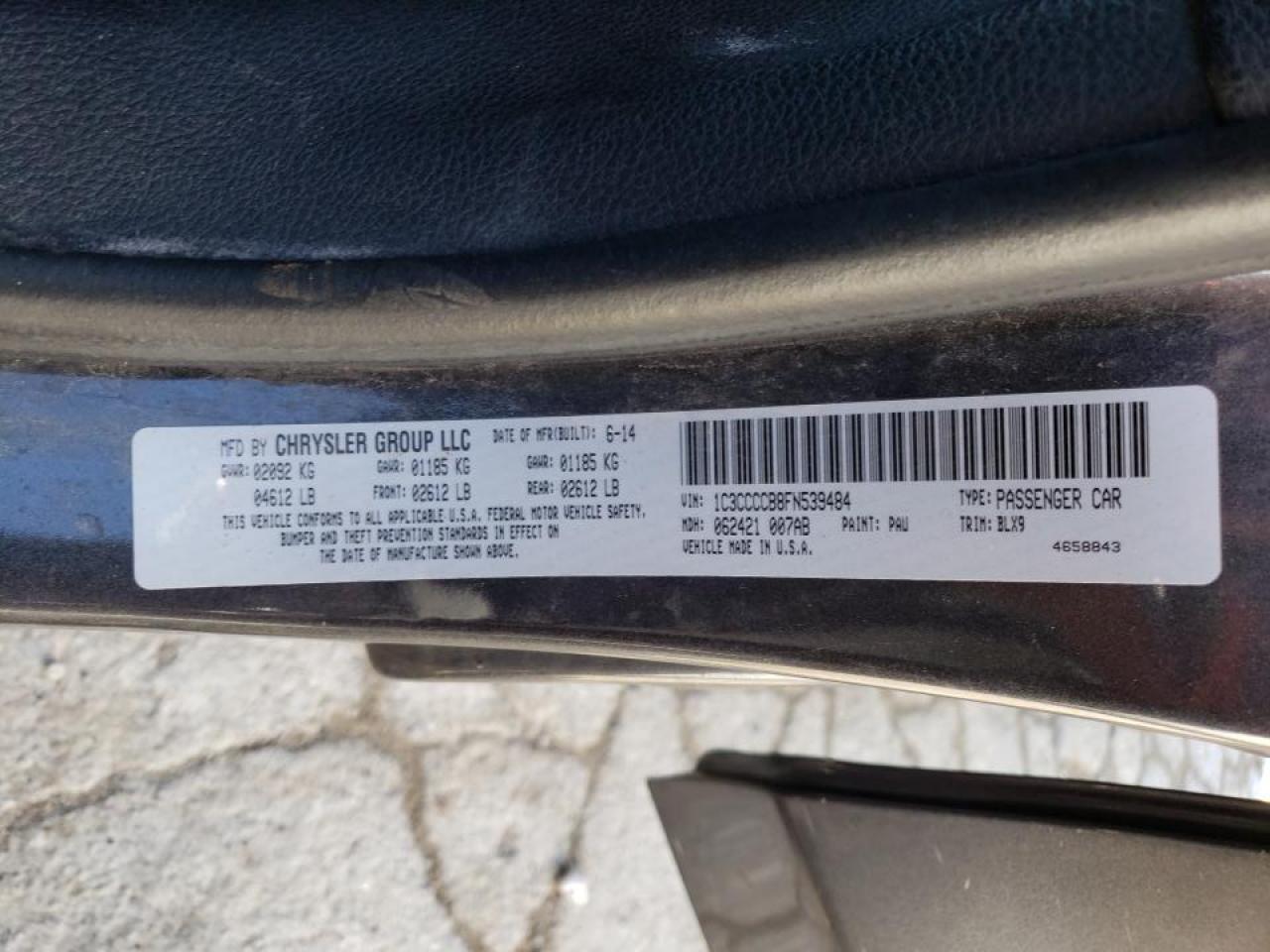 Photo 10 from auction – 2015 CHRYSLER 200 C with VIN 1C3CCCCB8FN539484