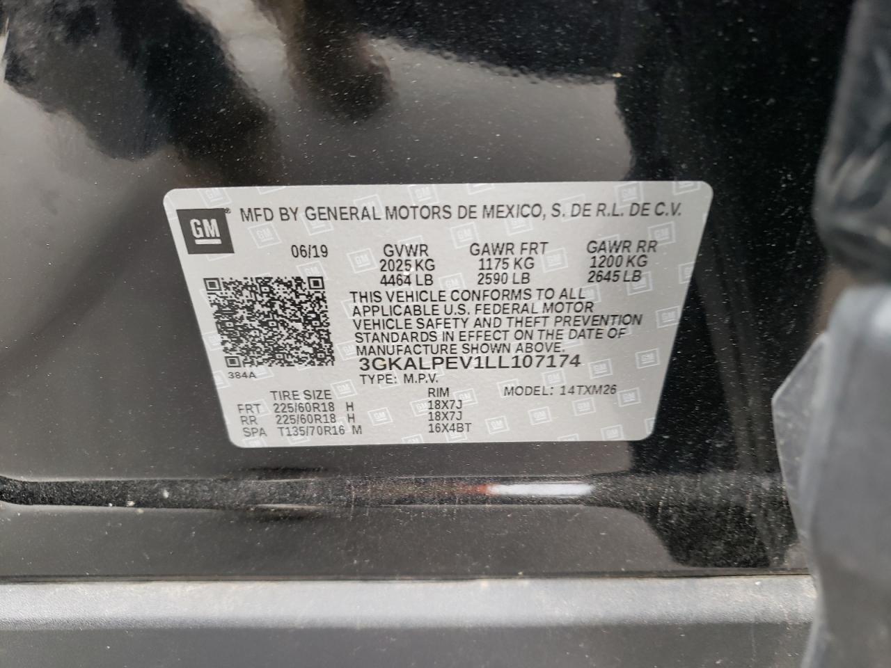 Photo 10 from auction – 2020 GMC TERRAIN SL with VIN 3GKALPEV1LL107174