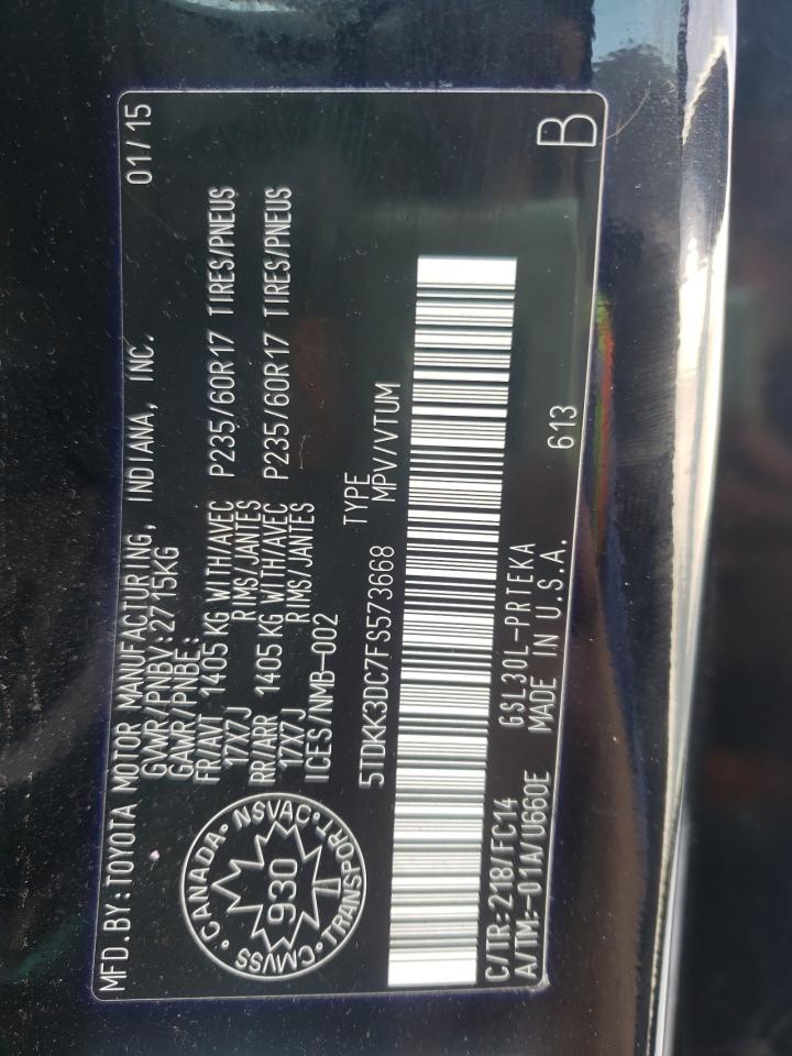 Photo 10 from auction – 2015 TOYOTA SIENNA LE with VIN 5TDKK3DC7FS573668