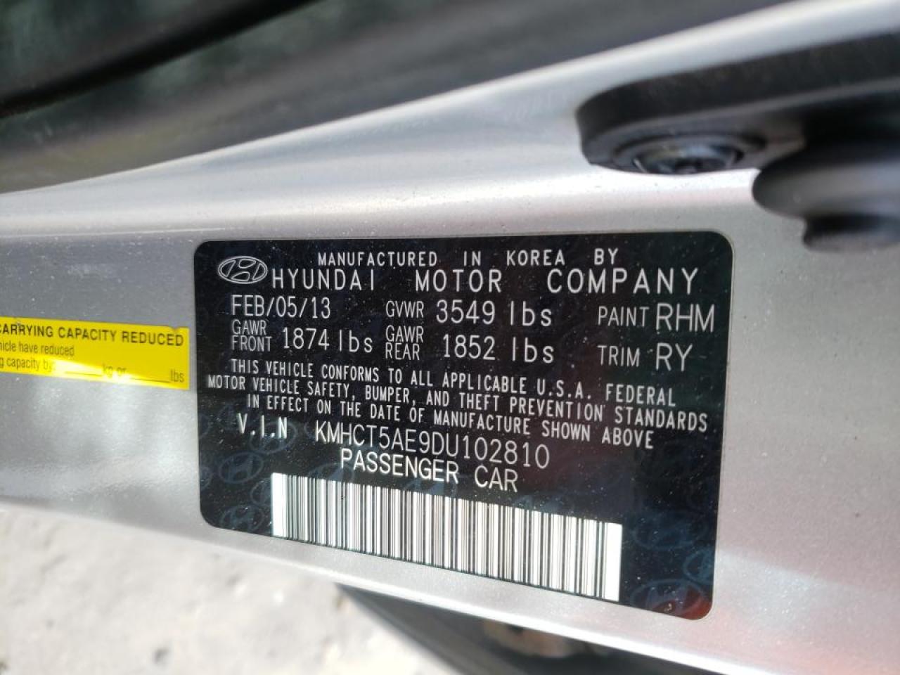 Photo 10 from auction – 2013 HYUNDAI ACCENT GLS with VIN KMHCT5AE9DU102810