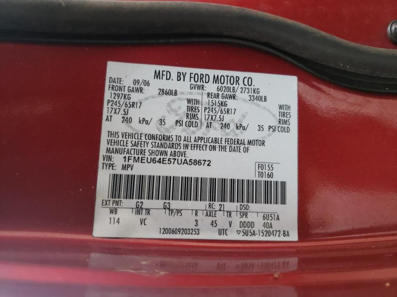 Photo 10 from auction – 2007 FORD EXPLORER E with VIN 1FMEU64E57UA58672