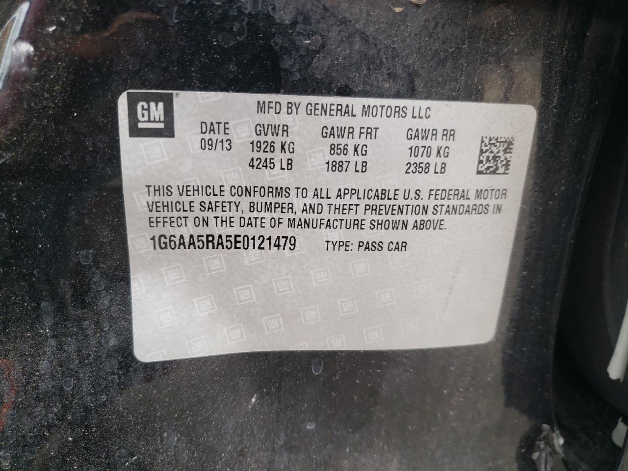 Photo 10 from auction – 2014 CADILLAC ATS with VIN 1G6AA5RA5E0121479