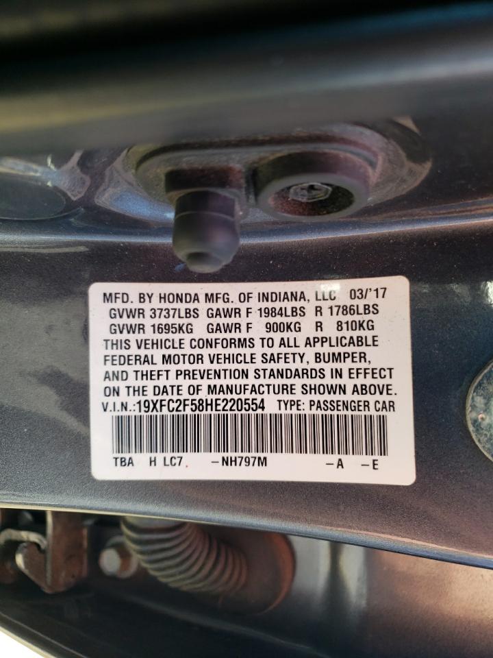 Photo 10 from auction – 2017 HONDA CIVIC LX with VIN 19XFC2F58HE220554