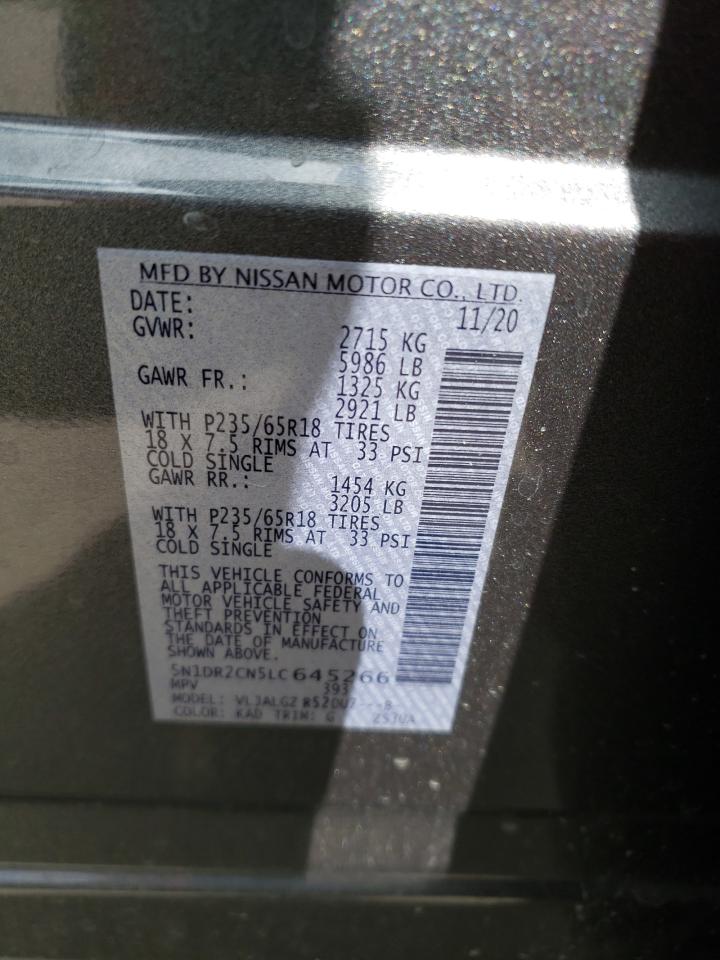 Photo 10 from auction – 2020 NISSAN PATHFINDER with VIN 5N1DR2CN5LC645266